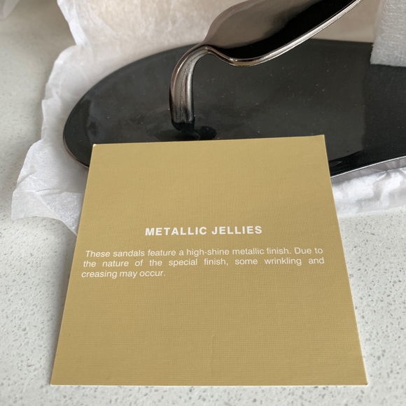 NIB Michael Kors MK Plate Jelly Sandals, Gunmetal Metallic PVC - Picture 3 of 5